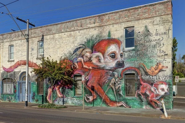 graffiti bilder melbourne australien affen mädchen