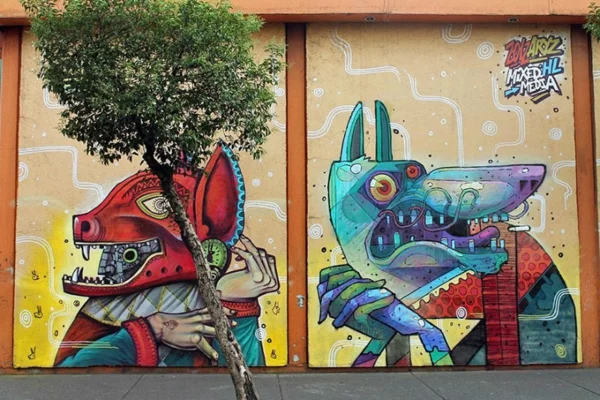 graffiti kunst mexiko city gruselige figuren