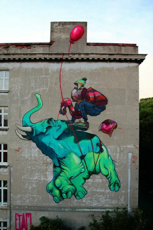 graffiti kunst polen elefant