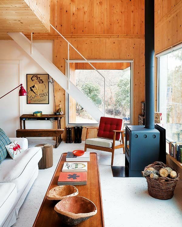 innendesign ideen nachhaltige architektur holzmöbel wohnzimmer kamin