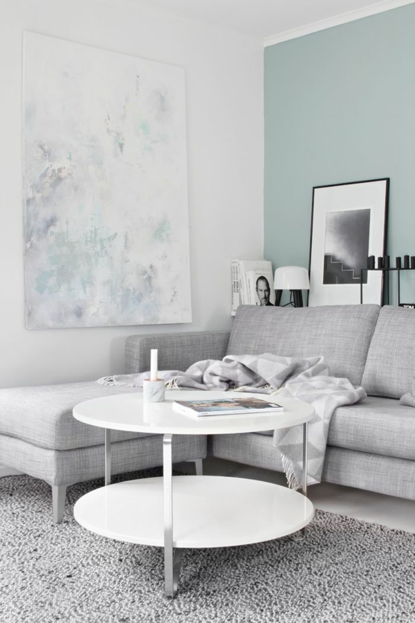 innendesign ideen wohnzimmer wandgestaltung weiß farbakzente