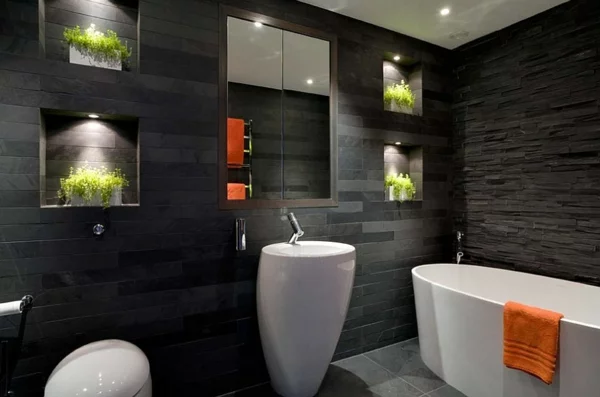 luxus badezimmer schwarz granit