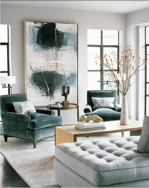 moderne kunst wohnzimmer grau sofa