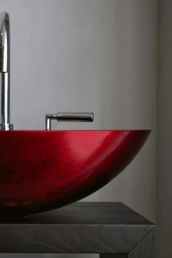 moderne waschbecken rotes design badezimmer einrichten