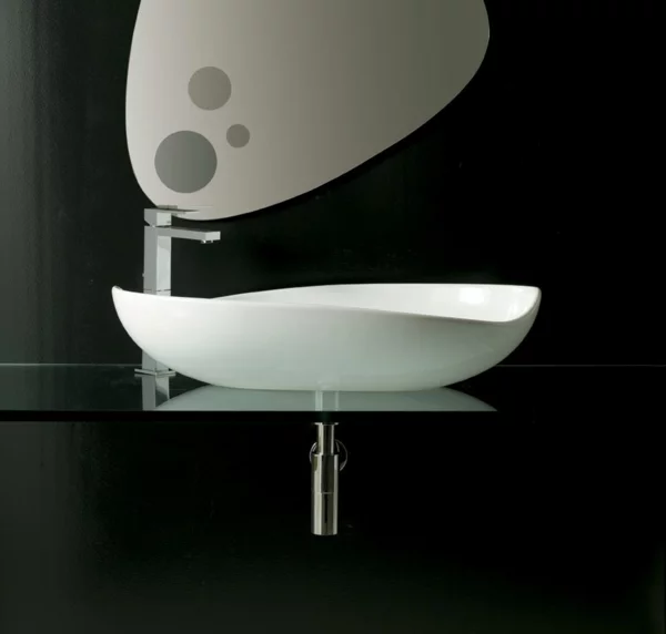 moderne waschbecken weiß design glasplatte