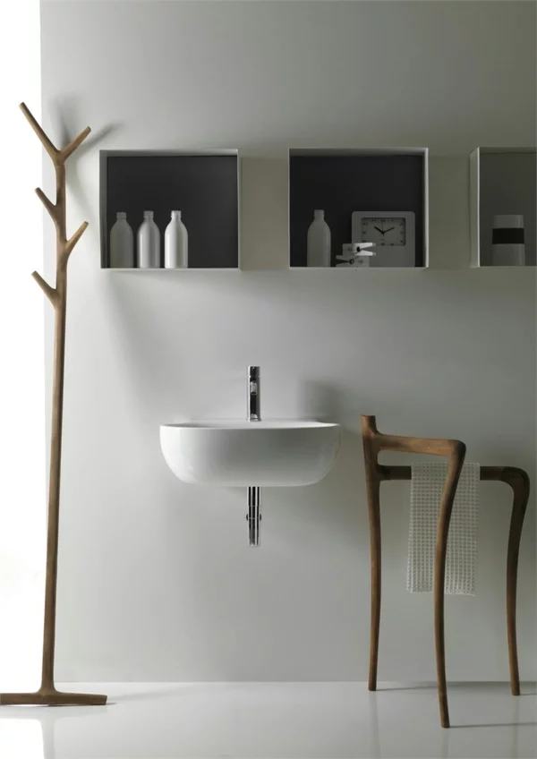 modernes badezimmer futuristisch weißes waschbecken