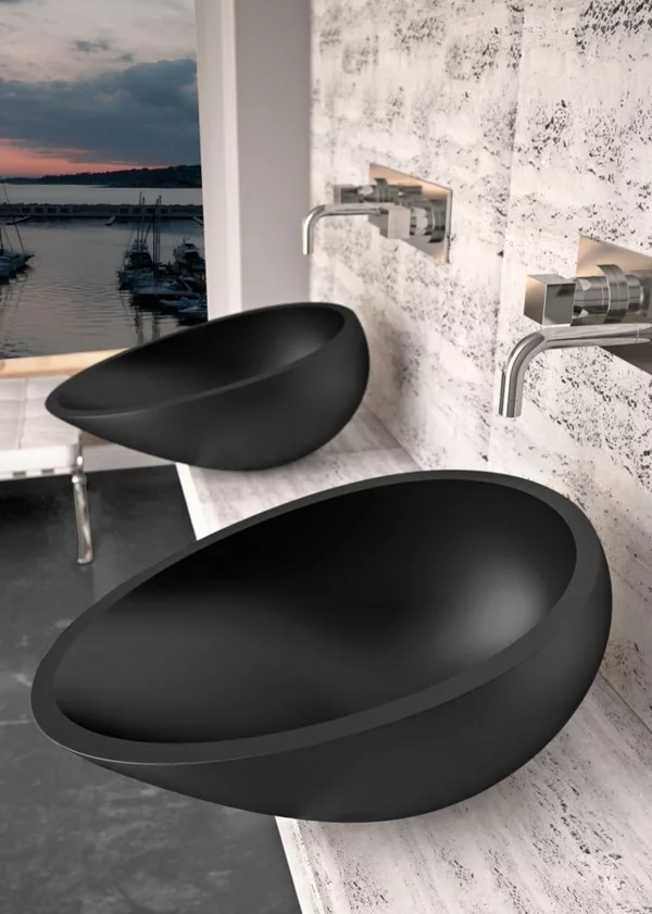 moderne waschbecken schwarz modernistisch schick badezimmer