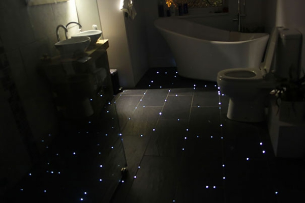 Badezimmer Boden ideen faser optik dunkel