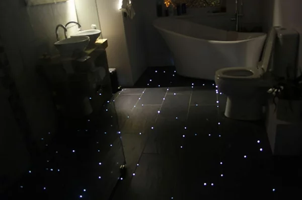 Badezimmer Boden ideen faser optik dunkel