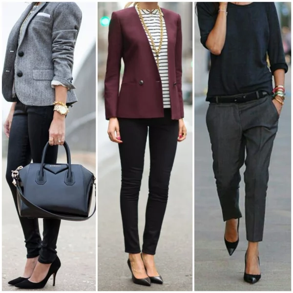 sportliche Outfits Business Mode für erfolgreiche Damen elegante Blazer und sportlicher Hose
