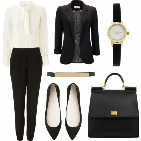 Business Mode für erfolgreiche Damen elegante schwarz-weiße Business Outfits