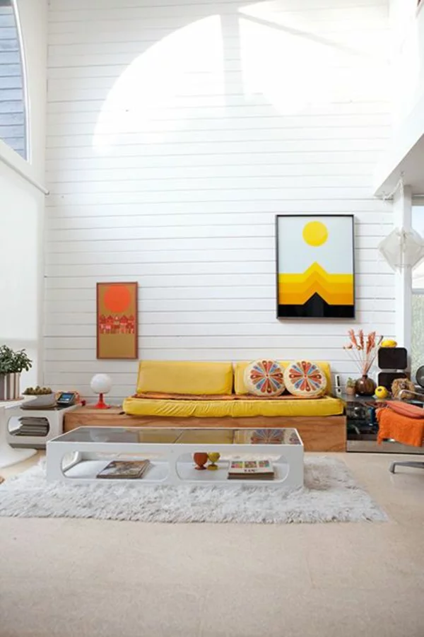Farbgestaltung Farbideen Wohntrends Wohnzimmer gelb farbkombination