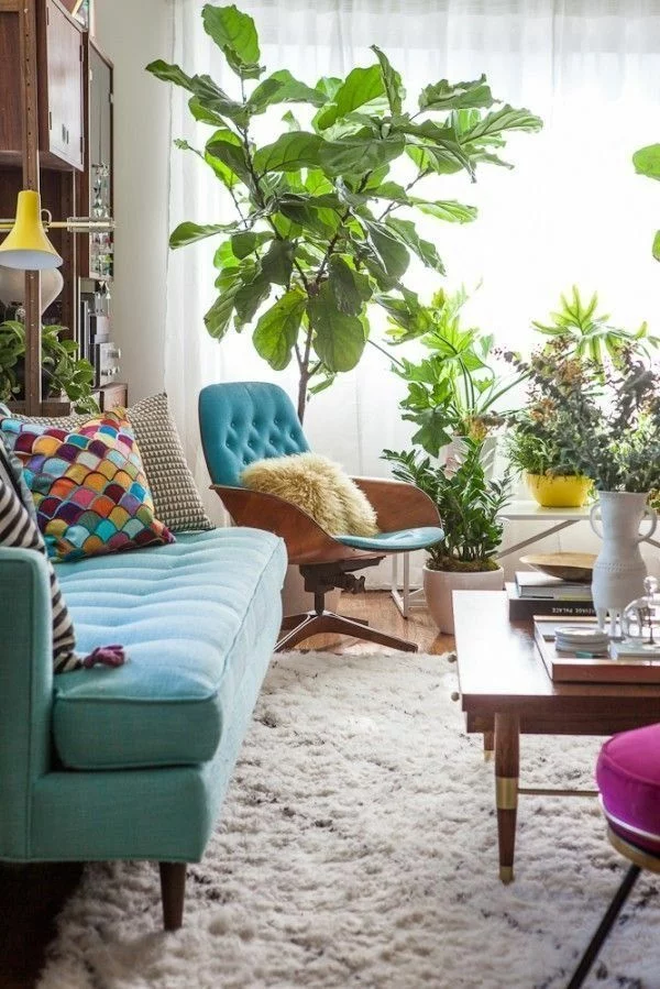 Farbgestaltung-im-Wohnzimmer-Farbideen-Wohntrends-2015-pflanzen