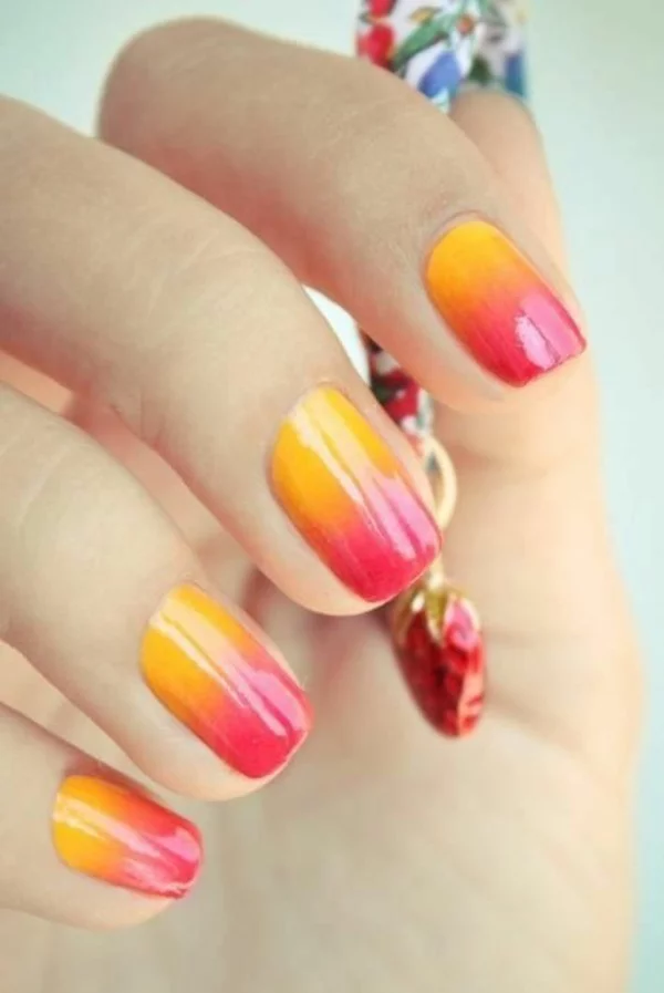 Fingernägel Design bilder sommer orange rot 
