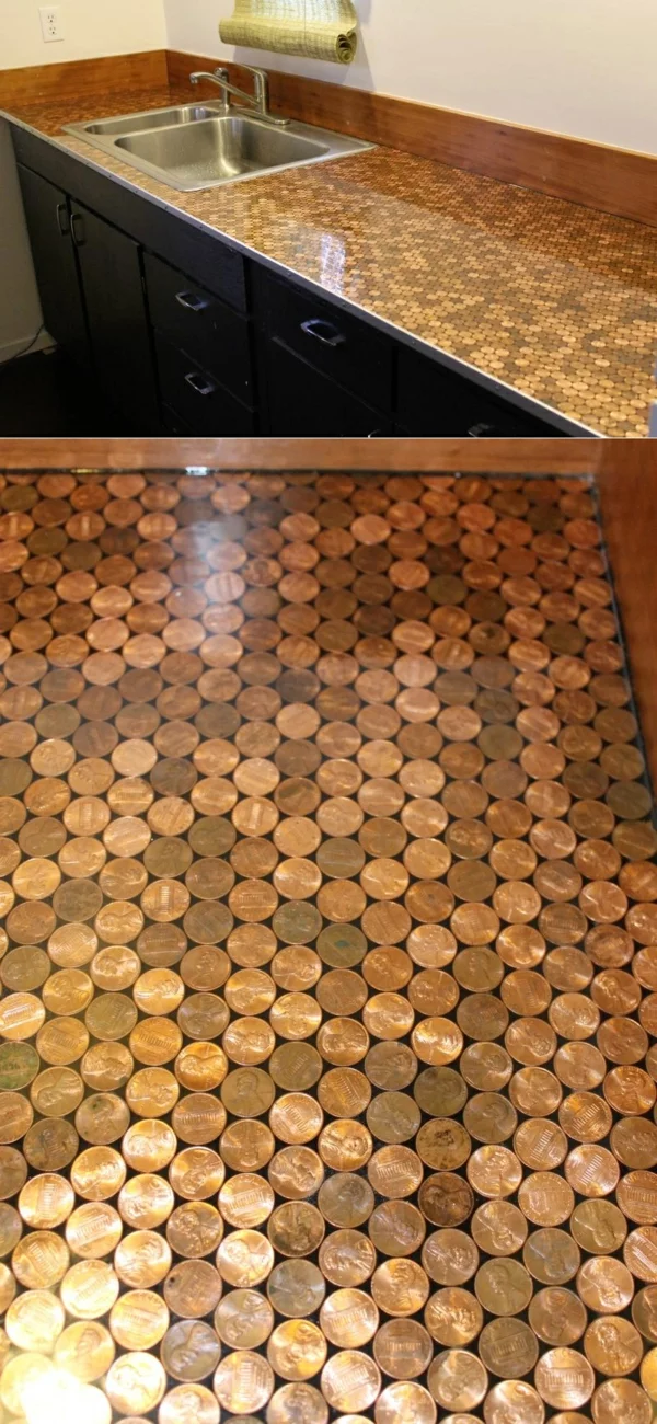 arbeitsplatten für küchen münzen deoration