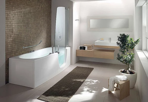 badewanne duschwand glas modernes badezimmer