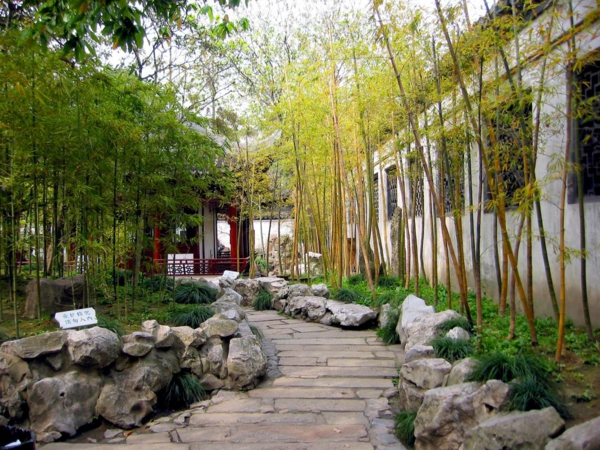 bambus deko zen garten natursteine pflanzen