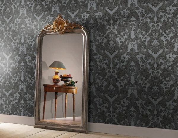 barock tapete muster stilvoll großer spiegel