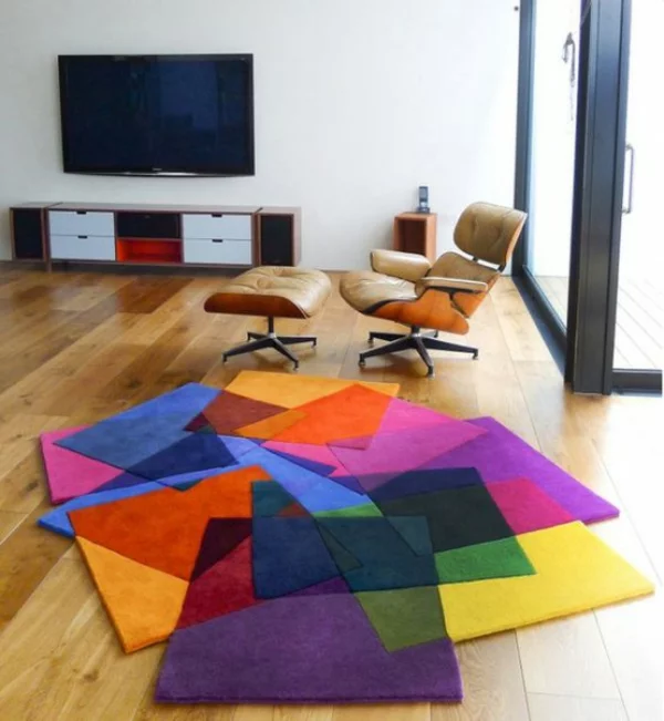 designer teppiche wohnzimmer bunte teppiche grelle farben