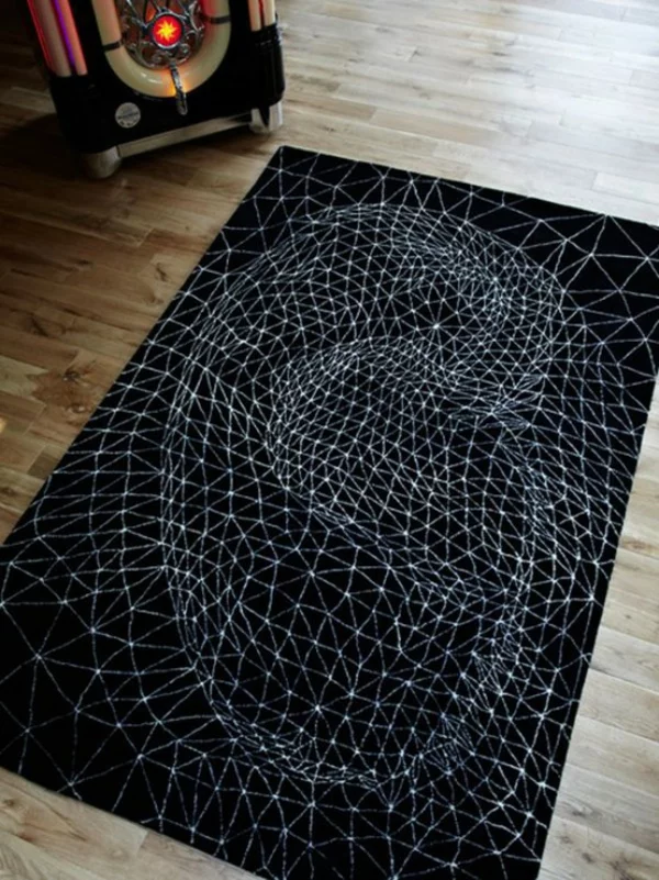 designer teppich wohnzimmer bunte teppiche schwarz weiß
