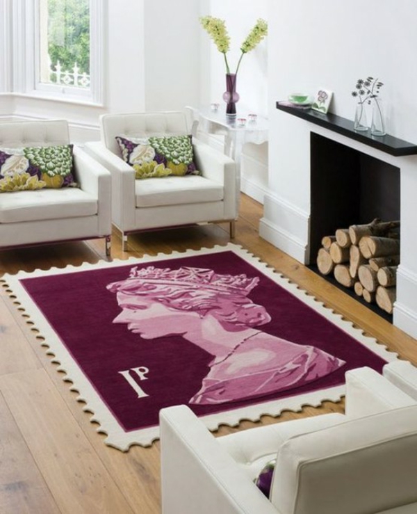 designer teppich wohnzimmer kamin bunte teppiche königin