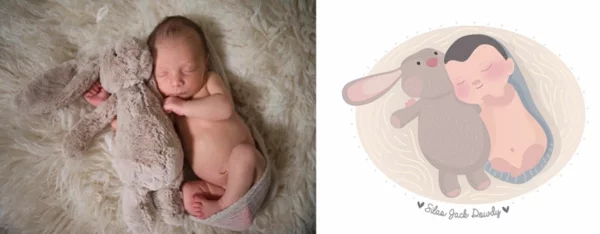 illustration baby kuscheltier hase
