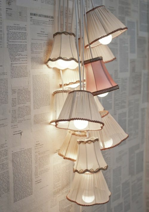 lampe papier basteln hängend tischlampe retro