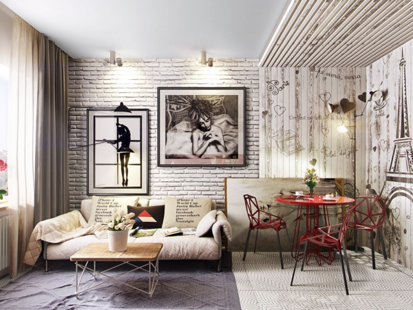 moderne tapeten schönes wanddesign im wohnzimmer mit steinoptik