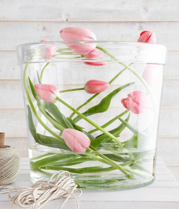 rosa tulpen schöne dekoideen glas wasser