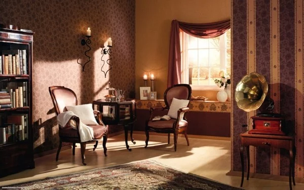 tepeten wohnzimmer super elegantes muster und warme farben