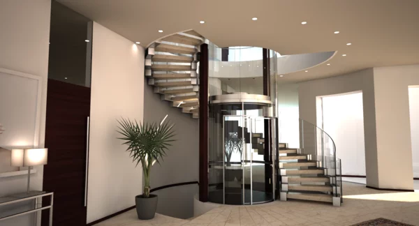 treppe glas beton siller spiralförmig business lift