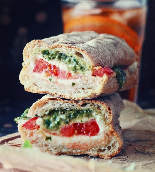 Sandwich Rezepte italien caprese ciabatta pesto