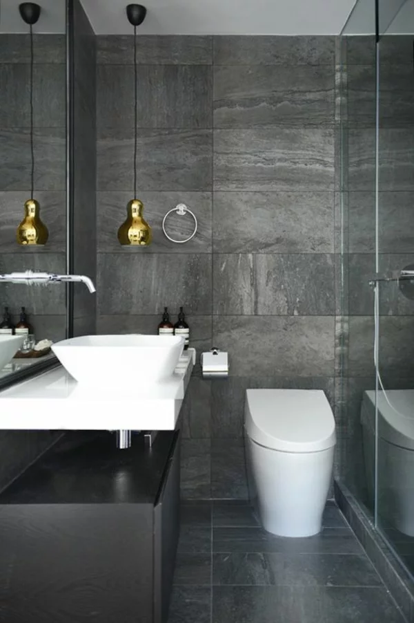 badeinrichtung ideen in grau schwarz moderne badezimmer