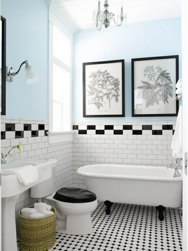 badezimmergestaltung ideen 50er jahre stil badewanne badfliesen