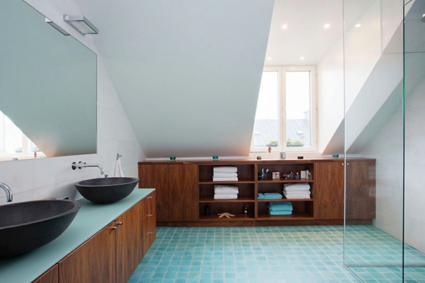badezimmergestaltung ideen modern holz badezimmer möbel hellblau badfliesen