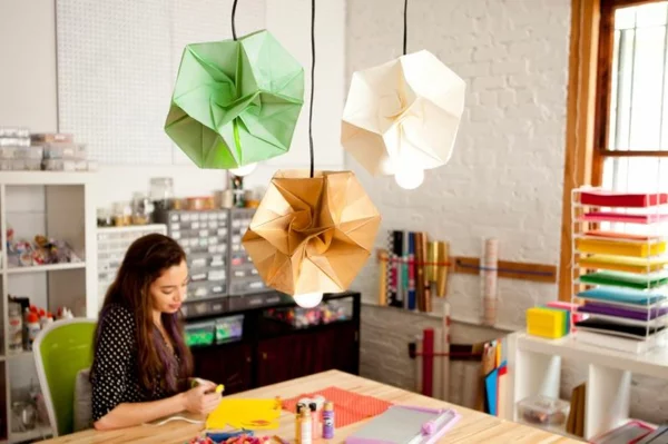 beleuchtung origami lampenschirme farbig frisch