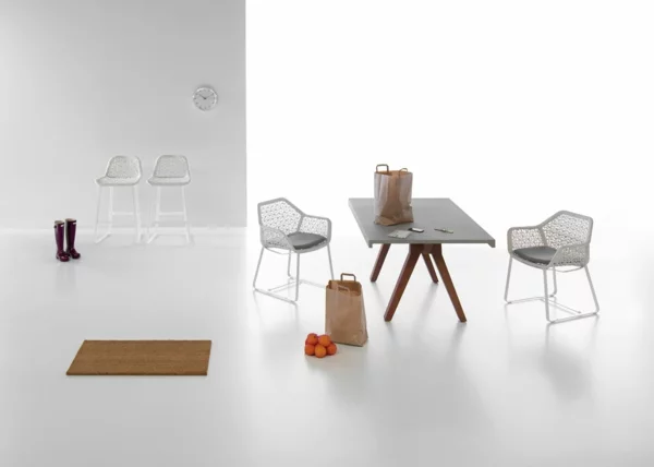 designer gartenmöbel weiß geflochten küche
