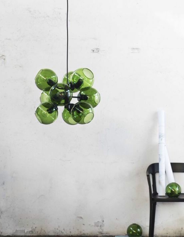 designer lampen hängelampe grüne gläserne lampenschirme