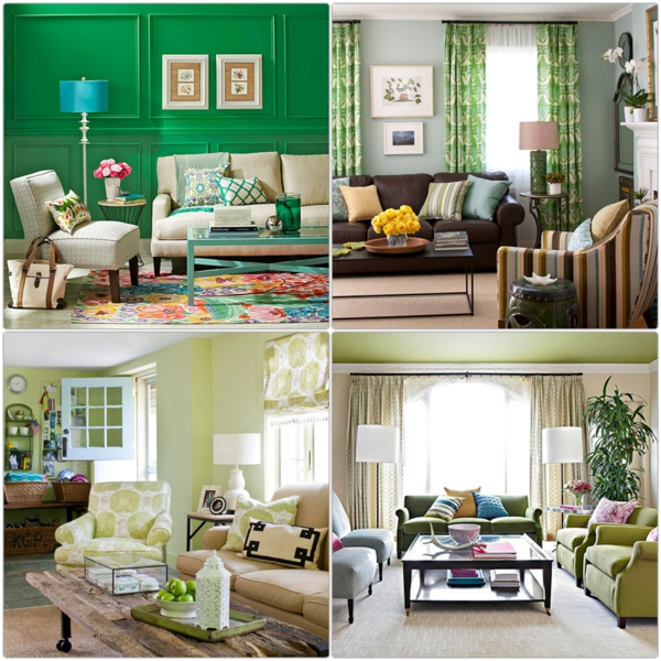 farbgestaltung wohnzimmer wandfarben gestalten grün wohnzimmer möbel