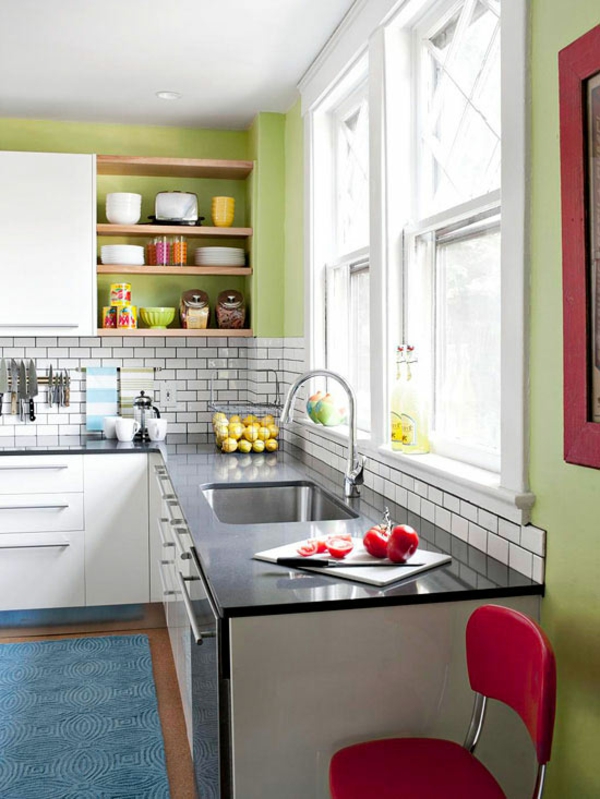kleine küche einrichten einrichtungstipps wandfarbe grün
