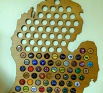 Pfiffige Idee für ein kreatives Basteln – Landeskarten mit Bierflaschenverschlüssen