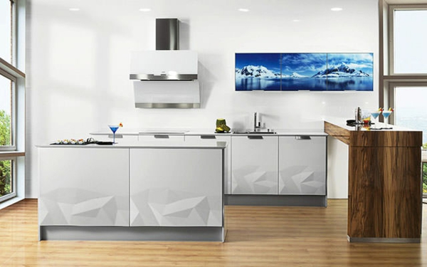 küchendesign artika küche weiße küchenschränke wandbild