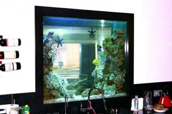 küchengestaltung aquarium integrieren dekoideen küche