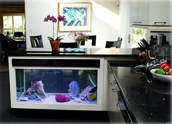 küchengestaltung ideen aquarium kücheninsel integrieren
