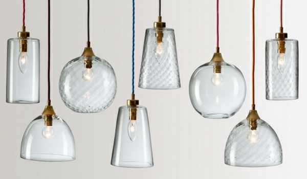 lampen pendelleuchten gläserne lampenschirme designs