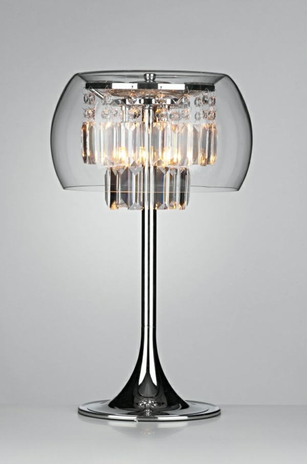 lampen tischlampe gläserner lampenschirm schickes design