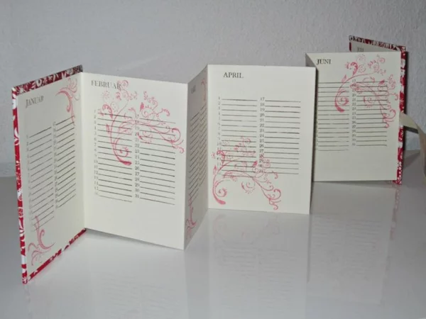 einen Terminkalender selber machen Leporello basteln kreative Bastelideen mit Papier