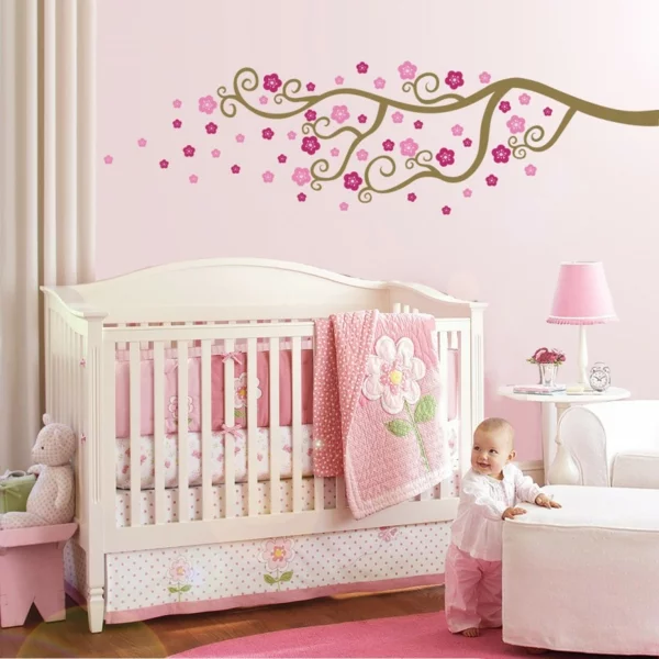 moderne wandfarben babyzimmer pastellpink