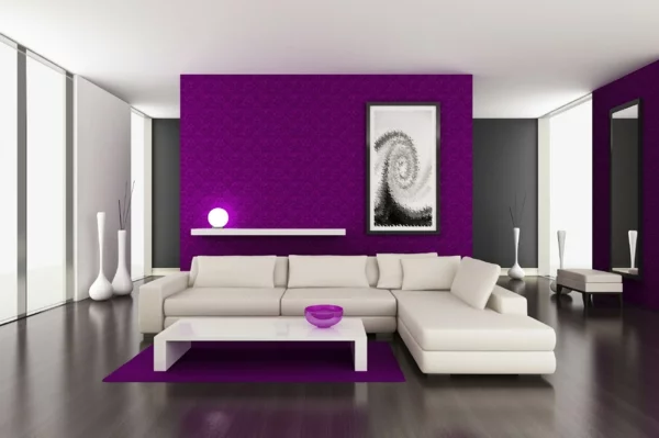 moderne wandfarben violett dunkelgrau