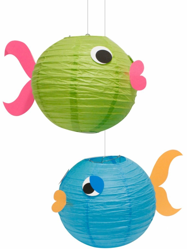 papier lampenschirm farbig fisch kinderzimmer